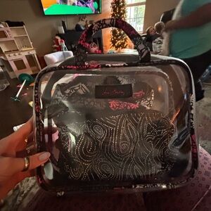 Vera Bradley Black and Pink Cosmetic Case with bags